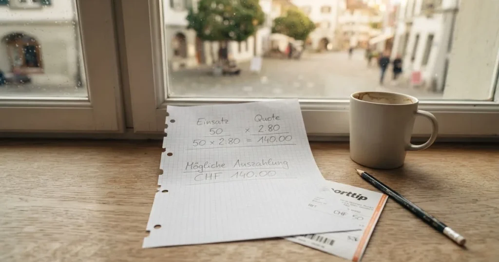 Ein Taschenrechner und ein Bleistift liegen auf kariertem Papier neben einer Tasse Kaffee, ein Fensterplatz mit Tageslicht.